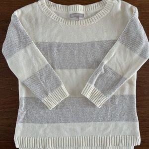 Banana Republic Cream and Silver Striped Sweater